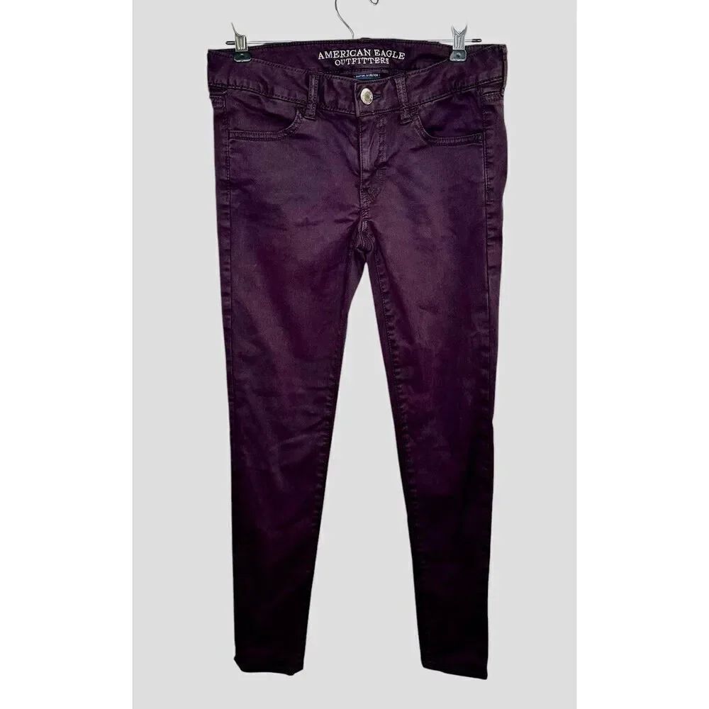 American Eagle Super Stretch AEO Sateen Jegging Purple Pants Womens Jeans Size 4